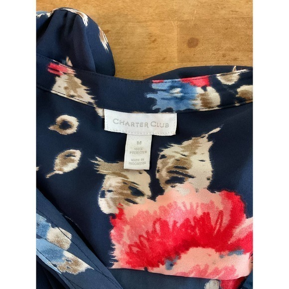 Charter Club Top Womens Medium‎ Floral Blouse - Picture 6 of 9